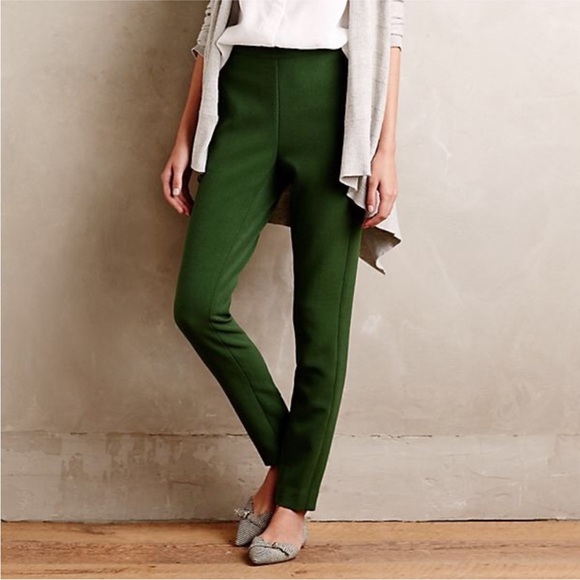 Anthropologie Pants - Anthropologie Cartonnier Green Stretch High-Rise Slim Straight Pants. Size 4